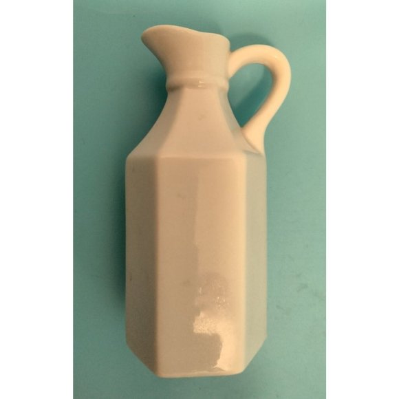 White Ceramic Cruet Vinegar Oil Milk Glass Set Pottery Pourer 1 Stopper Xcell - Picture 16 of 16